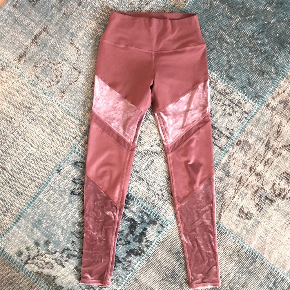 ALO Sheila velvet/mesh leggings pink W M GUC
